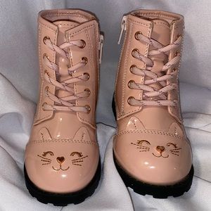 Wonder Nation pink kitty combat boots toddler 7